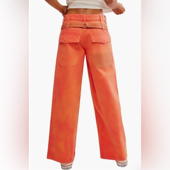 FREE PEOPLE We The Free Waterfall Baggy Wide Leg Jeans Oklahoma Sun Utility Pant - Picture 4 of 16